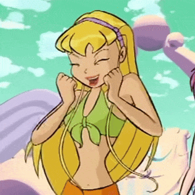 A Cartoon Girl With Hearts In Her Eyes Is Wearing A Green Top GIF