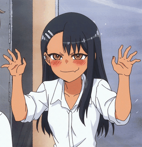 A Cartoon Girl With Long Black Hair Is Making A Face GIF
