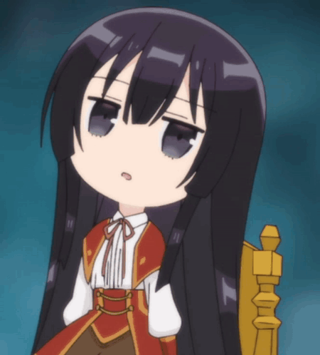A Cartoon Girl With Long Black Hair Is Sitting In A Chair With Her Eyes Closed GIF