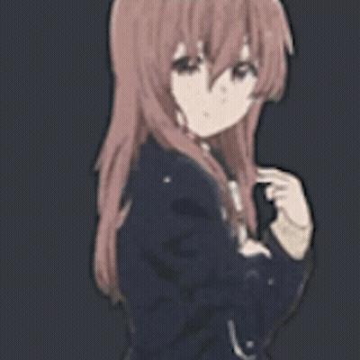 A Cartoon Girl With Long Red Hair Is Wearing A Black Jacket And A White Shirt . GIF