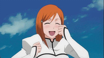 A Cartoon Girl With Orange Hair And A White Shirt Is Laughing GIF