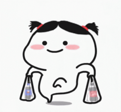 A Cartoon Girl With Pigtails Is Holding A Bag Of Soda And A Bottle Of Soda . GIF