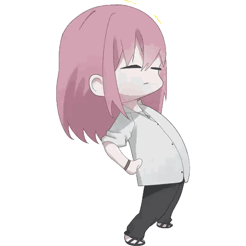 A Cartoon Girl With Pink Hair And A White Shirt Sticker