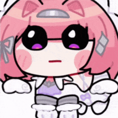 A Cartoon Girl With Pink Hair And Glasses Is Holding A Book And Making A Funny Face . GIF