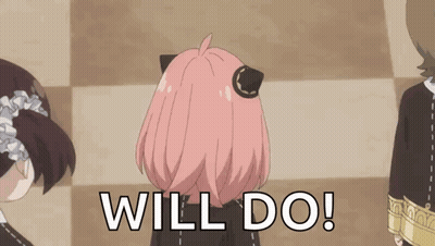 A Cartoon Girl With Pink Hair And Green Eyes Is Holding A Key And Says Will Do . GIF