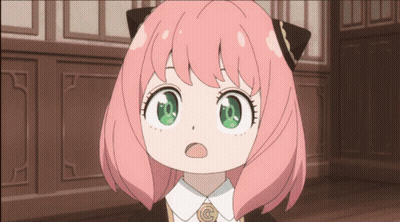 A Cartoon Girl With Pink Hair And Green Eyes Looks Surprised GIF