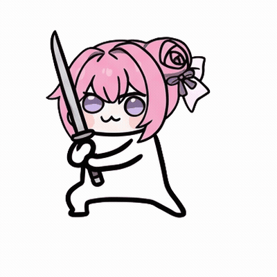 A Cartoon Girl With Pink Hair Is Holding A Sword In Her Hand . GIF