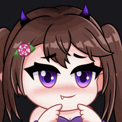 A Cartoon Girl With Purple Eyes And Horns On Her Head GIF