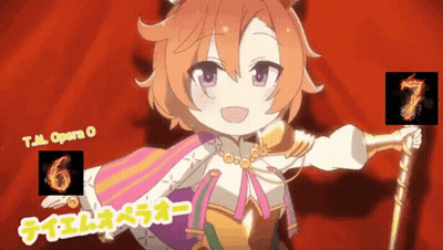 A Cartoon Girl With Purple Eyes Is Holding A Cane With The Number 6 And 7 On It GIF