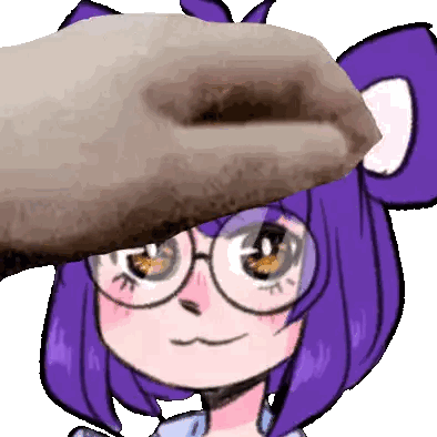 A Cartoon Girl With Purple Hair And Glasses Holds A Donut Over Her Head Sticker