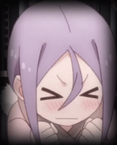 A Cartoon Girl With Purple Hair Is Making A Funny Face GIF