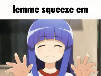 A Cartoon Girl With Purple Hair Is Smiling And Hugging Her Hands Out . GIF