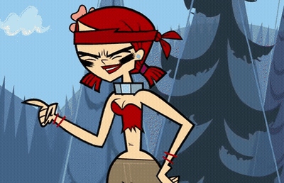 A Cartoon Girl With Red Hair And A Bandana On Her Head Is Pointing GIF