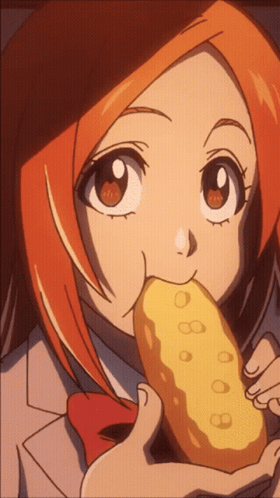 A Cartoon Girl With Red Hair Is Eating A Donut With The Numbers 8 And 8 On It GIF