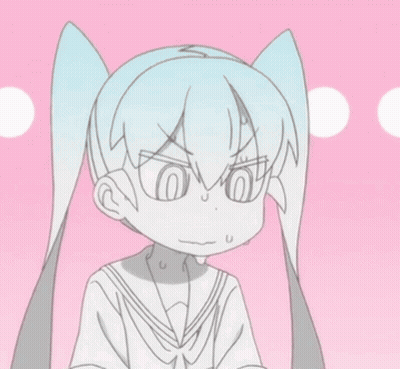 A Cartoon Girl With White Hair And Pigtails Is Making A Funny Face GIF