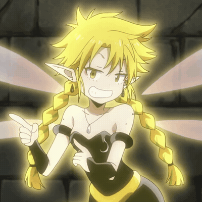 A Cartoon Girl With Yellow Hair And Braids Is Pointing GIF
