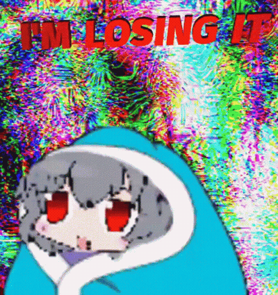 A Cartoon Girl Wrapped In A Blue Blanket With The Words `` I 'M Losing It '' . GIF