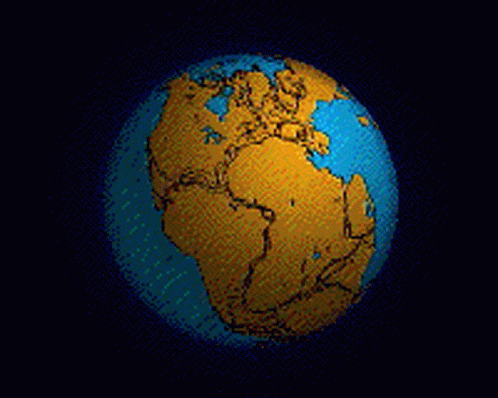 A Cartoon Globe With A Blue Ocean And A Yellow Continent GIF