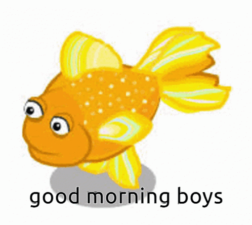 A Cartoon Goldfish Says Good Morning Boys GIF