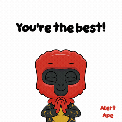 A Cartoon Gorilla Says " You 'Re The Best Alert Ape " GIF