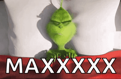 A Cartoon Grinch Is Laying In A Bed With The Words Maxxxx Behind Him GIF