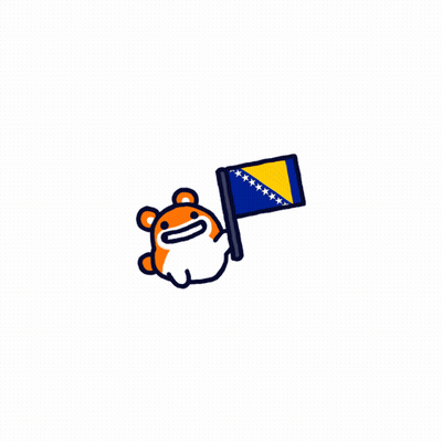 A Cartoon Hamster Is Holding A Flag Of Bosnia And Herzegovina In Its Paws GIF