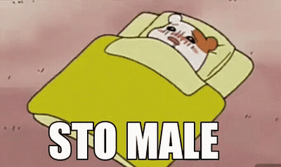 A Cartoon Hamster Is Laying In A Bed With The Words Sto Male Written On The Bottom GIF