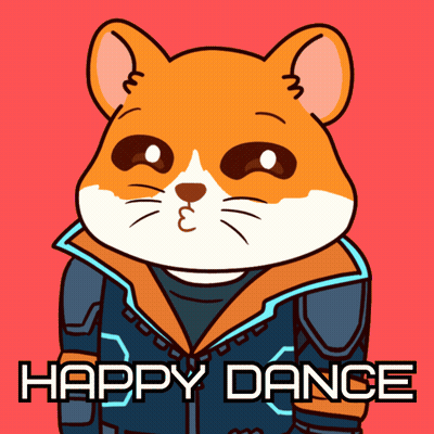 A Cartoon Hamster Is Wearing A Jacket And Says " Happy Dance " GIF