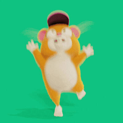 A Cartoon Hamster Wearing A Pink Hat Is Dancing GIF