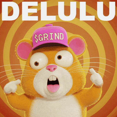 A Cartoon Hamster Wearing A Purple Hat That Says Grind GIF