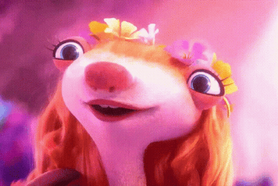 A Cartoon Hamster With Red Hair And Flowers On Her Head GIF