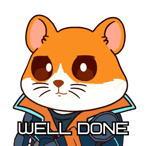 A Cartoon Hamster With The Words Well Done Written Below It Sticker