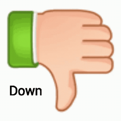 A Cartoon Hand Is Giving A Thumbs Down Sign With A Green Sleeve . GIF
