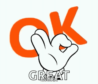 A Cartoon Hand Is Giving An Ok Sign In Front Of A Large Orange Letter . GIF