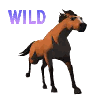 A Cartoon Horse Is Running With The Word Wild Above It Sticker