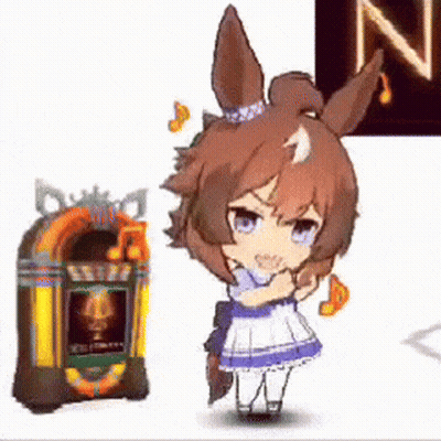 A Cartoon Horse Is Standing Next To A Jukebox With Music Notes . GIF
