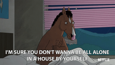 A Cartoon Horse Says I 'M Sure You Don 'T Wanna Be All Alone In A House By Yourself Netflix GIF