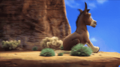 A Cartoon Horse With A Horn Is Sitting On A Cliff GIF