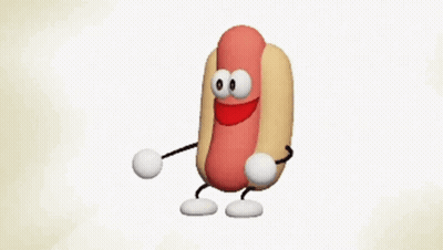 A Cartoon Hot Dog With Arms And Legs Dancing GIF