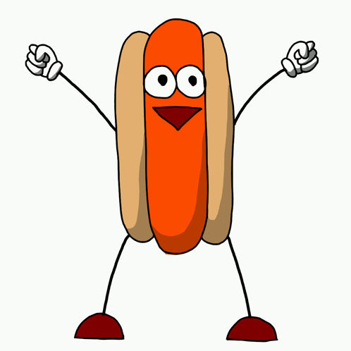 A Cartoon Hot Dog With Arms And Legs GIF