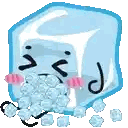 A Cartoon Ice Cube With A Sad Face And A Bunch Of Ice Cubes . Sticker