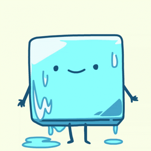 A Cartoon Ice Cube With Arms And Legs Is Waving And Says Hi GIF