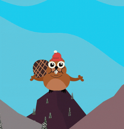 A Cartoon Illustration Of A Beaver Wearing A Red Hat And A Speech Bubble That Says O Canada GIF