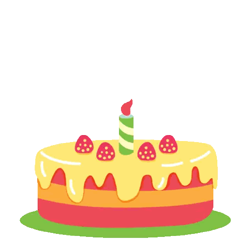 A Cartoon Illustration Of A Birthday Cake With Chinese Writing Sticker