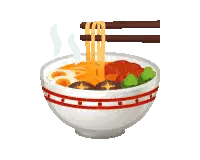 A Cartoon Illustration Of A Bowl Of Ramen With Chopsticks Sticking Out Of It . Sticker