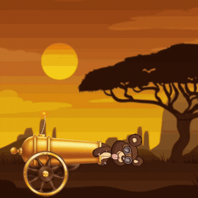 A Cartoon Illustration Of A Cannon With A Candle On It GIF