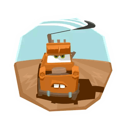A Cartoon Illustration Of A Car With A Shovel On Top Of It Sticker