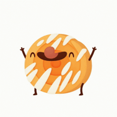 A Cartoon Illustration Of A Cinnamon Roll With A Smiling Face GIF