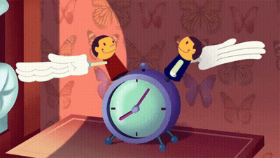 A Cartoon Illustration Of A Clock With A Clock Face That Shows The Time As 4:20 GIF