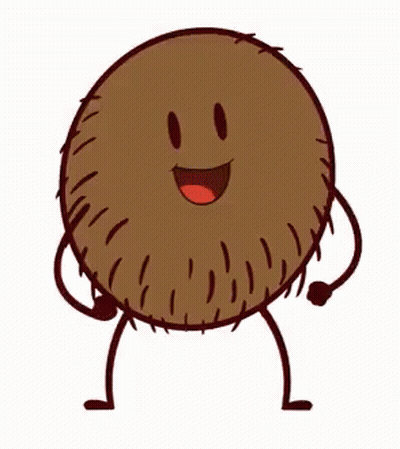 A Cartoon Illustration Of A Coconut With Arms And Legs And A Smiling Face GIF